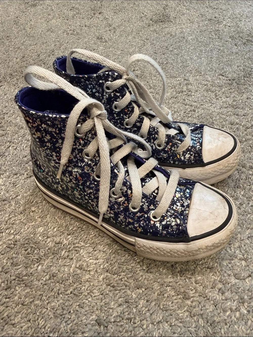 Converse | Glitter High-Top Sneakers in Navy with Multicolor Flecks